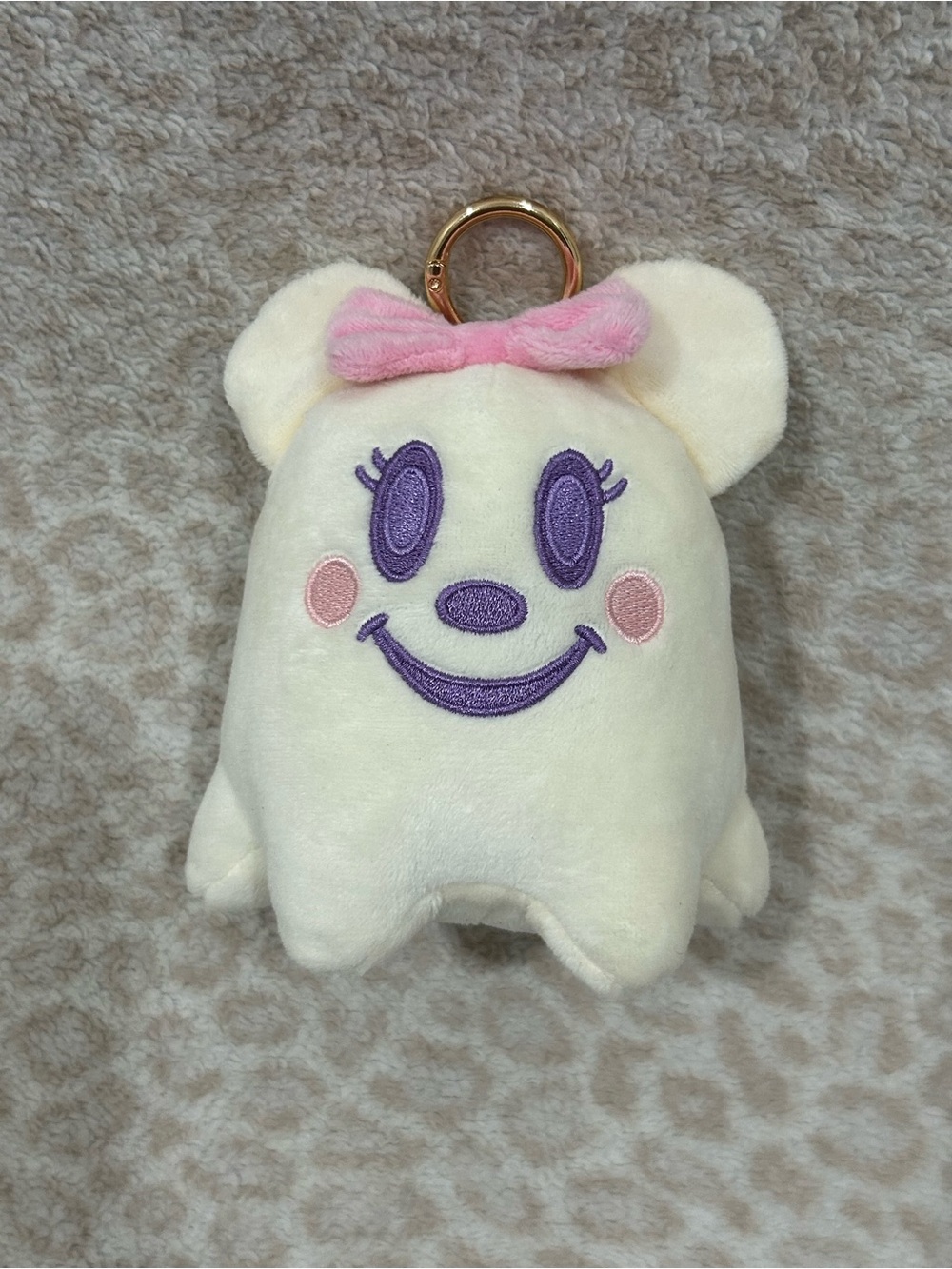 Ghost Minnie Mouse Plush Keychain